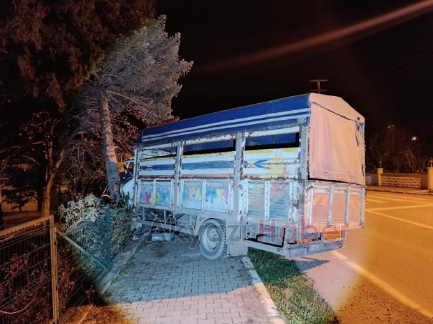 Ağaca Çarpan Kamyonetin Sürücüsü Araçta Sıkıştı