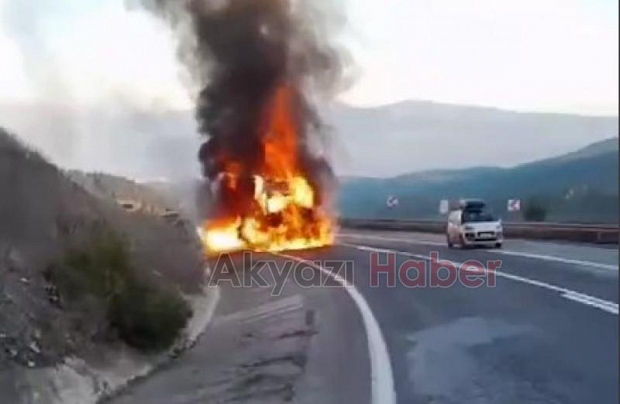 Tır alev alev yandı