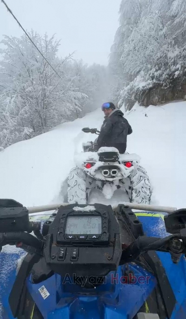 Keremali Yaylası'nda karda ATV kullandılar