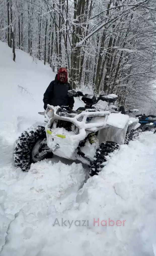 Keremali Yaylası'nda karda ATV kullandılar