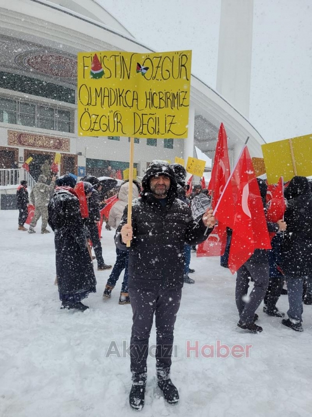 Kar demediler Gazze için yürüdüler