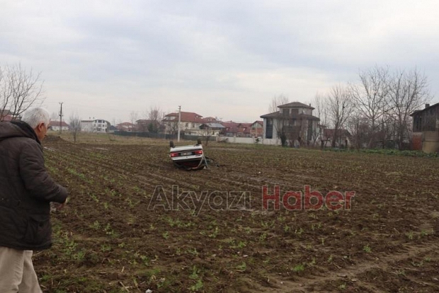 Otomobil Takla Attı, Tarlaya Uçtu