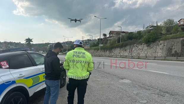 D-100'de dronlu denetimde ceza yağdı