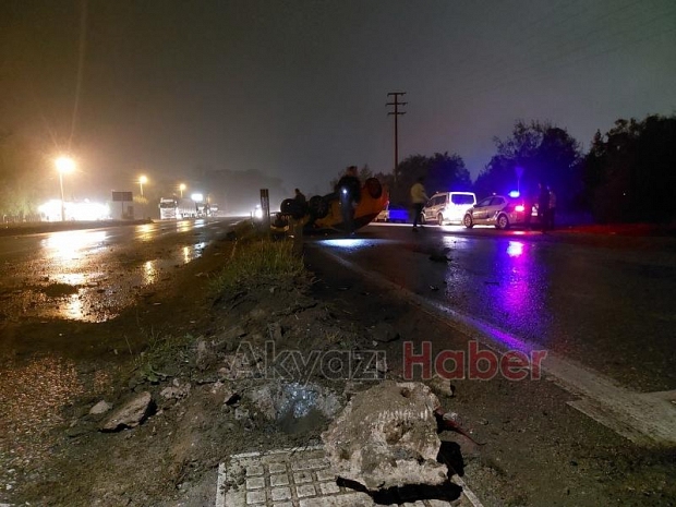 Ölüm kavşağında taksi takla attı