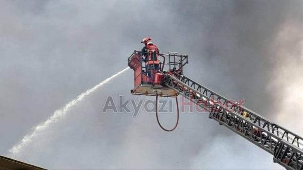 Karasu'da fındık fabrikası alev alev yandı
