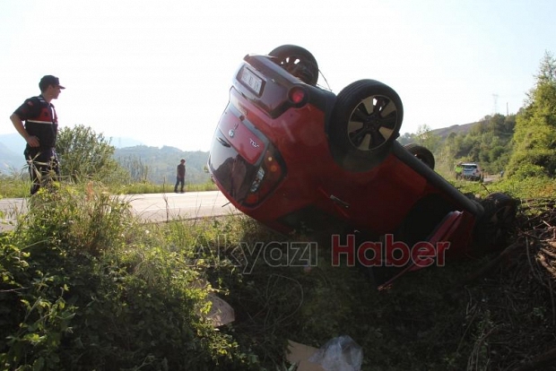 D-140'da takla atan otomobildeki 4 kişi yaralandı