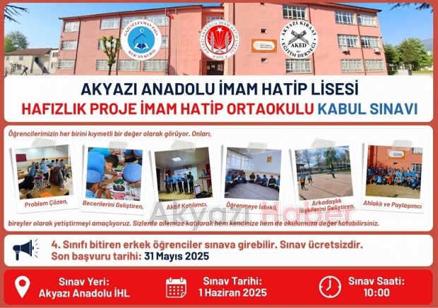 Akyazı Hafızlık Proje Okulu sınav başvuruları başladı