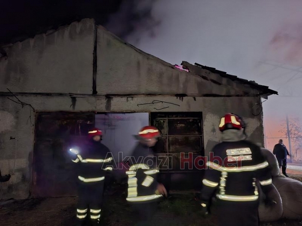 Ahırda yangın, 16 büyükbaş kurbanlık telef oldu