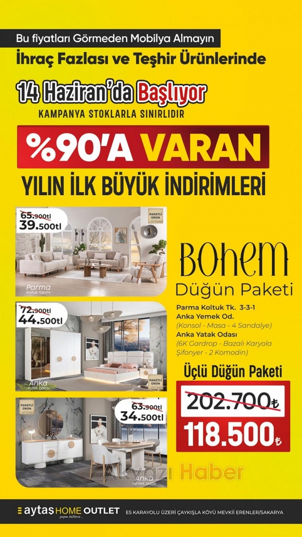 Sakarya’nın En Büyük Outlet Mobilya Mağazasında Büyük İndirim Başladı!