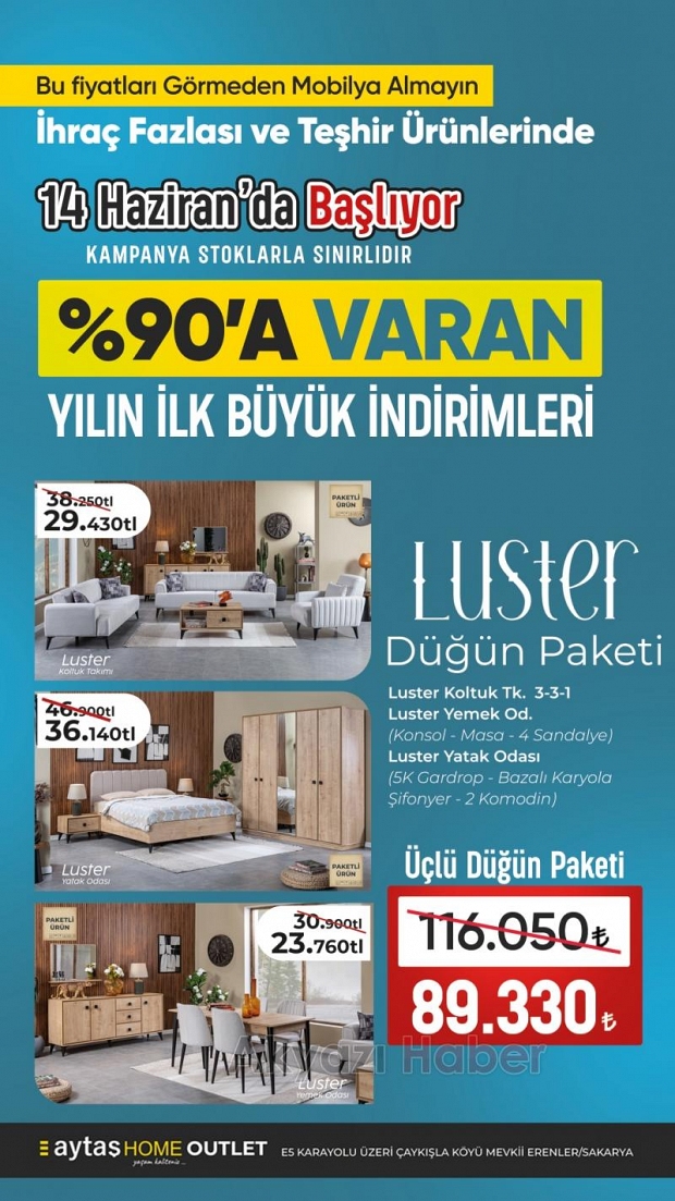 Sakarya’nın En Büyük Outlet Mobilya Mağazasında Büyük İndirim Başladı!