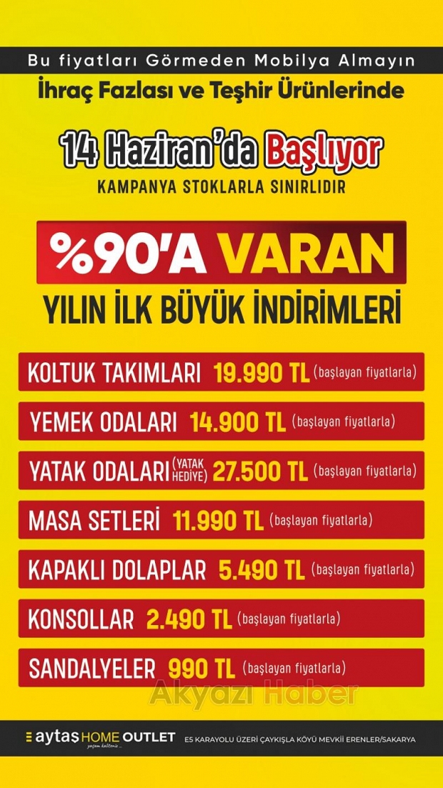 Sakarya’nın En Büyük Outlet Mobilya Mağazasında Büyük İndirim Başladı!
