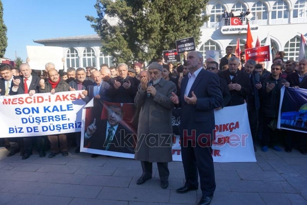 ABD’NİN KUDÜS KARARI AKYAZI’DA PROTESTO EDİLDİ