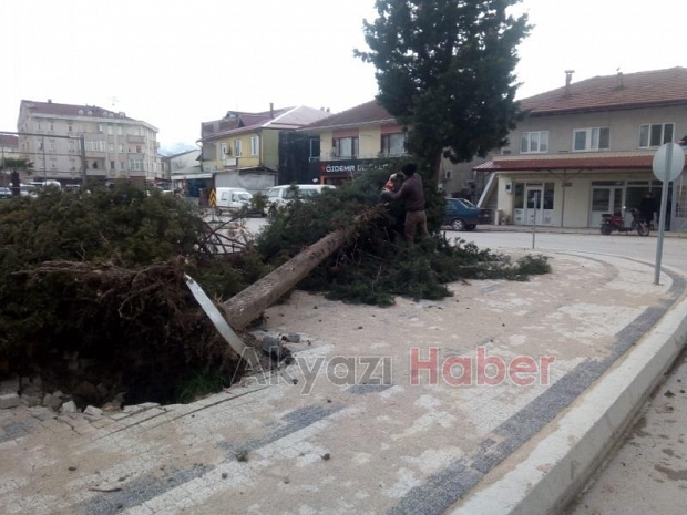 AKYAZI BELEDİYESİ EKİPLERİ FIRTINA MESAİSİNDE