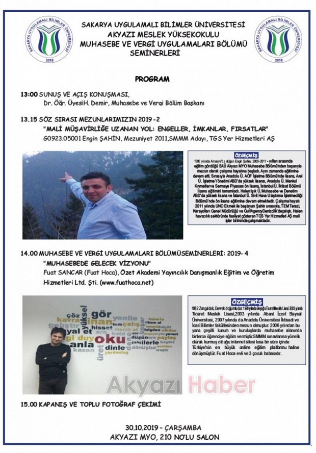 Akyazı MYO'dan Seminere Davet