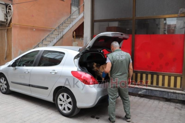 Akyazıda eve Narkotik köpeğiyle baskın