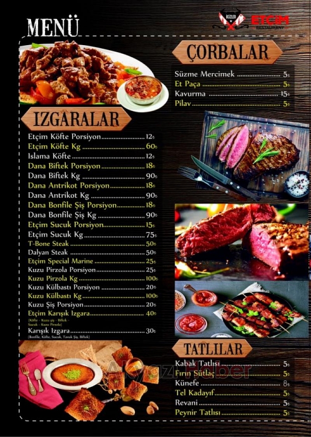 Etçim Restaurantın menülerini hala denemediniz mi