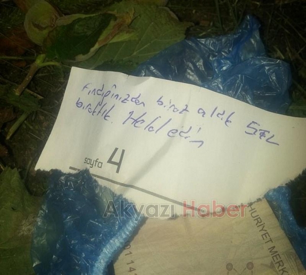 Fındığı Alıp Bu Notu Bıraktılar
