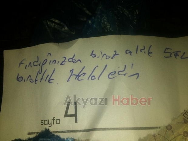 Fındığı Alıp Bu Notu Bıraktılar