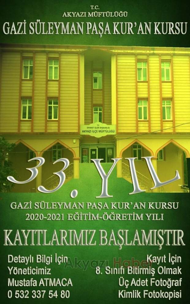 Gazi Süleyman Paşa Kur'an Kursu'nda kayıtlar başladı