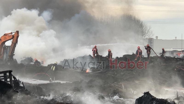 Geri dönüşüm fabrikası alev alev yandı