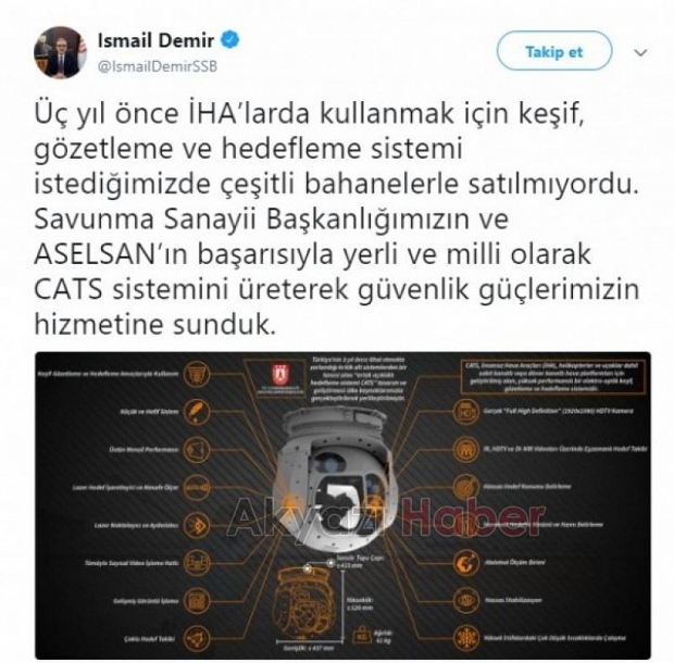 Gözetleme ve hedefleme sistemi yerli ve milli oldu