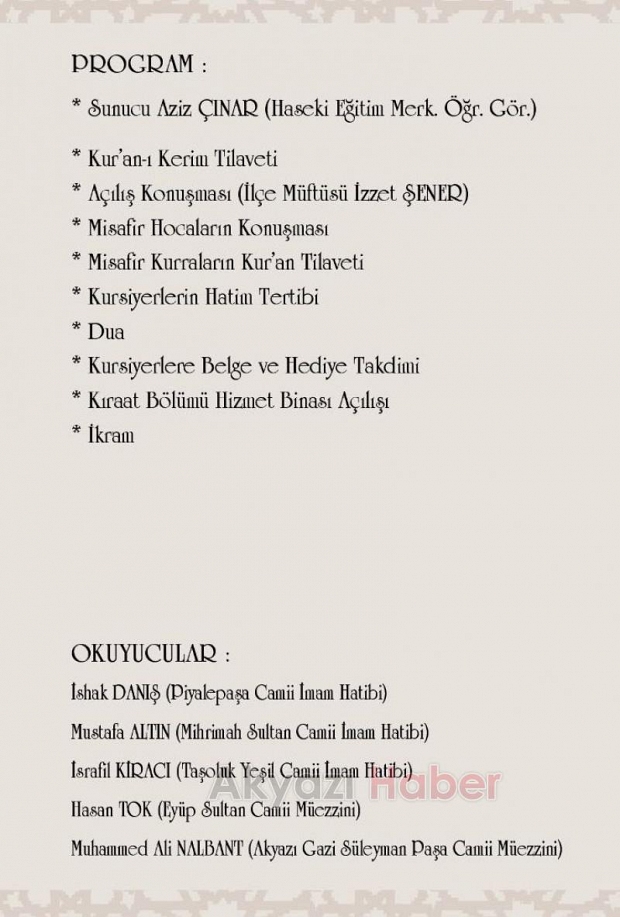 Hafızlık İcazet Merasimine Davet