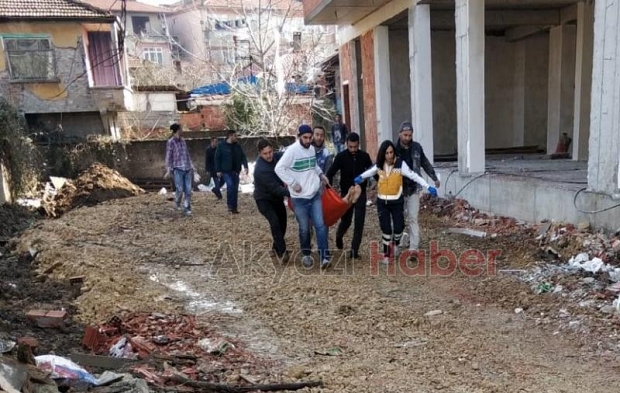 İnşaatta dehşet anları  inşaat işçisi akıma kapıldı 