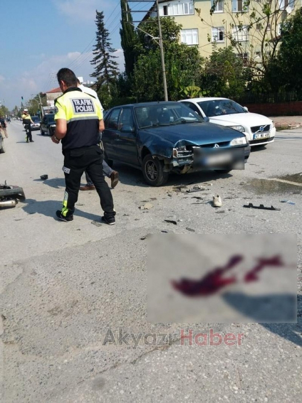 Otomobil motosiklete çarptı 1i ağır 2 yaralı