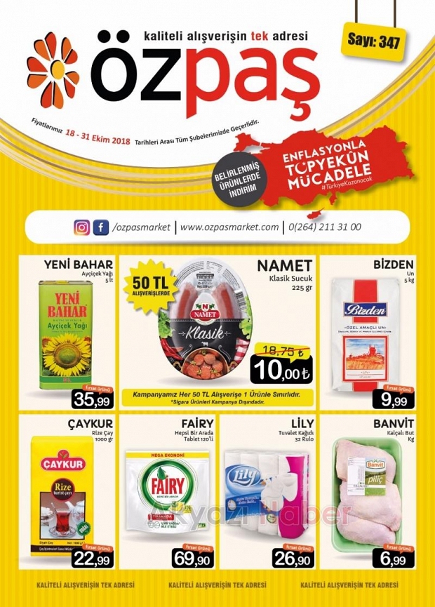 Özpaş Market Enflasyonla Topyekün Mücadele kampanyası