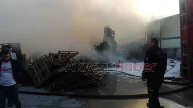 Palet fabrikasında yangın