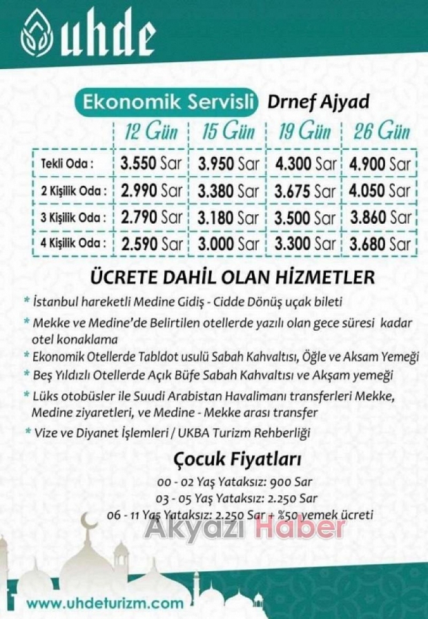UKBA TURİZM KAMPANYALI UMRE PROGRAMI