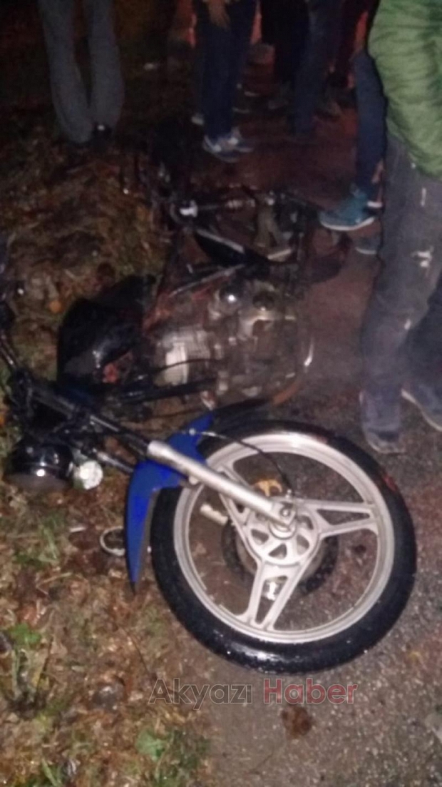 Vakıf'ta kaza Motosiklet yandı Sürücü yaralı kurtuldu 