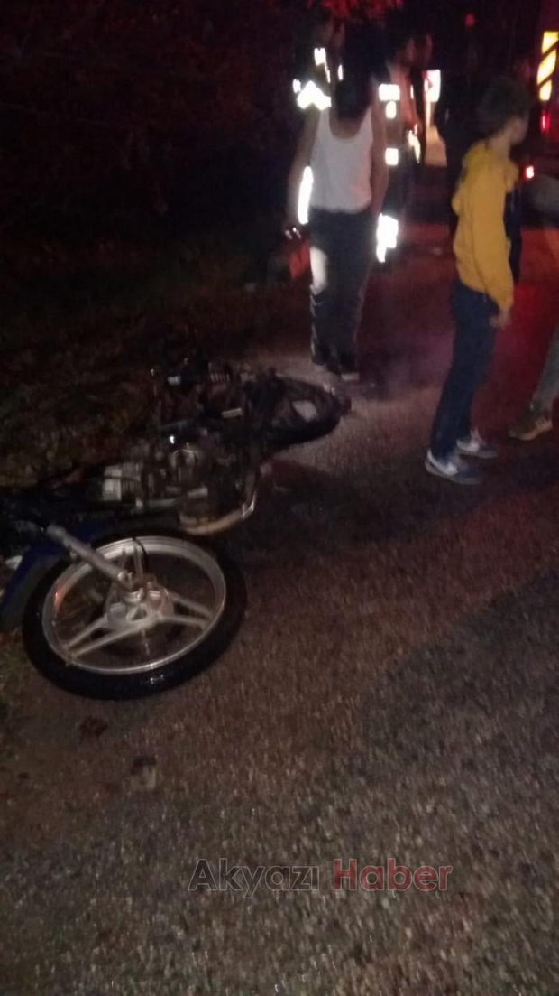 Vakıf'ta kaza Motosiklet yandı Sürücü yaralı kurtuldu 