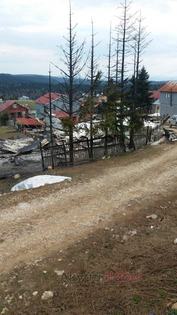 Yayla evleri küle döndü
