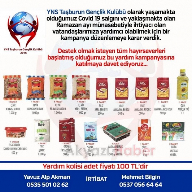 YNS TAŞBURUN GENÇLİK KULÜBÜ YARDIM HAREKETİ
