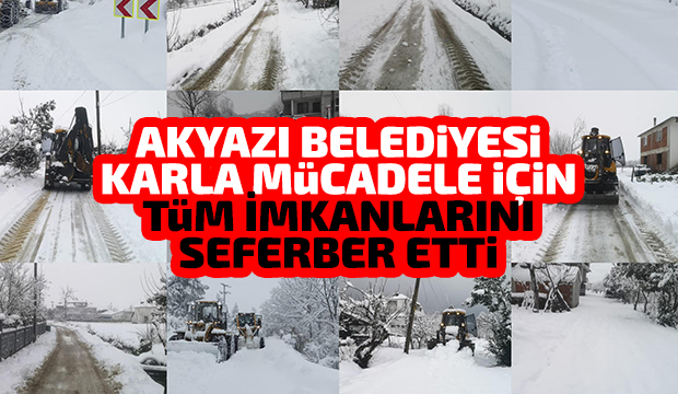 Akyazı Belediyesi karla mücadele için sahada