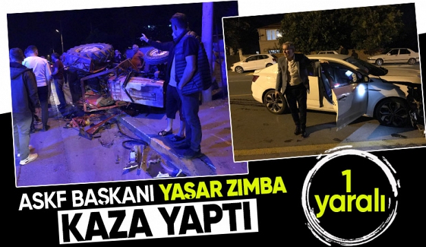 ASKF Başkanı nın Kullandığı Otomobil Traktörle Çarpıştı 1 Yaralı