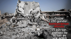 Gazze'de 230 günlük kabus: 77 bin ton patlayıcıyla 87 bin ev yok edildi