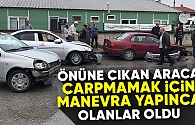 Önüne çıkan araca çarpmamak için manevra yapınca olanlar oldu